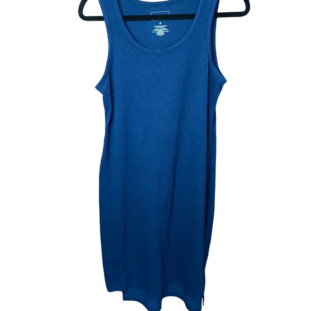 Sonoma Tank Dress Womens Small Blue High Low Slub Knit Scoop Neck